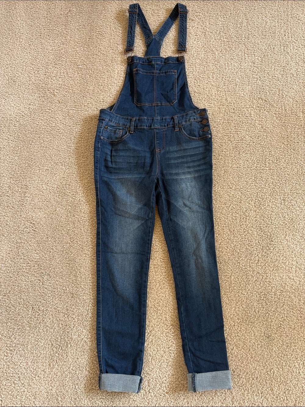 Women's Indigo Denim Overalls Jeans with Adjustable Straps
